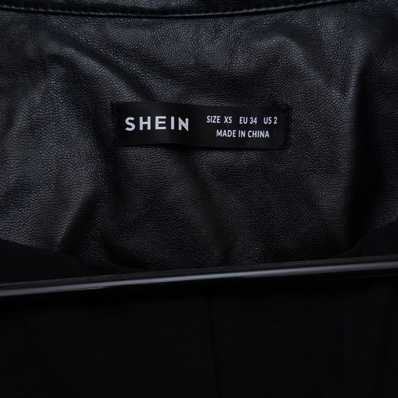 SHEIN XS Women's Jacket Black Faux Leather Zip Front Biker Moto Coat - Picture 13 of 13